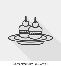 sandwich flat icon with long shadow, line icon