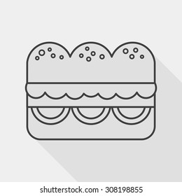 sandwich flat icon with long shadow, line icon