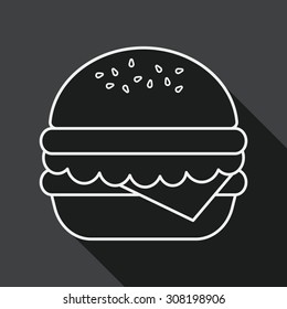 sandwich flat icon with long shadow, line icon