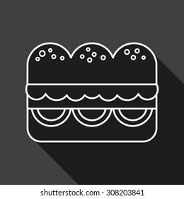 sandwich flat icon with long shadow, line icon