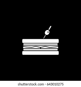 Sandwich Flat Icon On Black Background