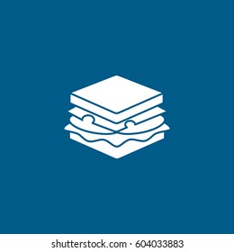 Sandwich Flat Icon On Blue Background