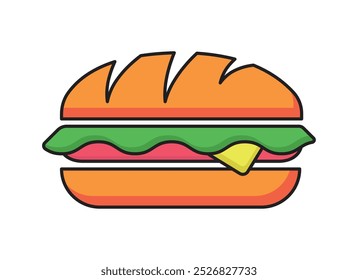 sandwich flat icon vector design illustration isolated background