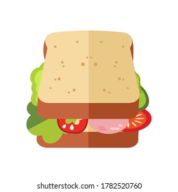 Elemento Sándwich Icono plano Vector Ilustración de Alimentos Rápidos