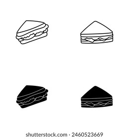 Ilustración vectorial de icono plano de sandwich