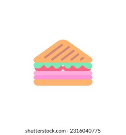 Icono plano de sándwich, signo vectorial, pictograma colorido aislado en blanco. Símbolo, ilustración del logotipo. Diseño de estilo plano