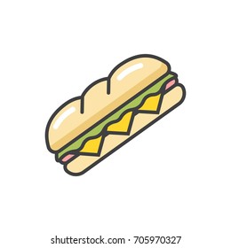 Sandwich Flat Line Icon. 