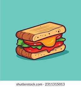 Sandwich Food Floating Cartoon Vector Icon Illustration. Food Object Icon Concept Isolated Vector. Flat Cartoon Style