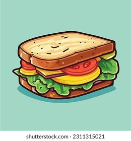 Sandwich Food Floating Cartoon Vector Icon Illustration. Food Object Icon Concept Isolated Vector. Flat Cartoon Style