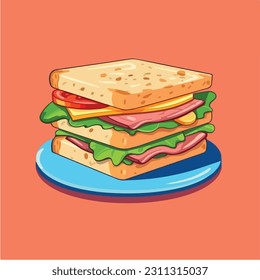 Sandwich Food Floating Cartoon Vector Icon Illustration. Food Object Icon Concept Isolated Vector. Flat Cartoon Style