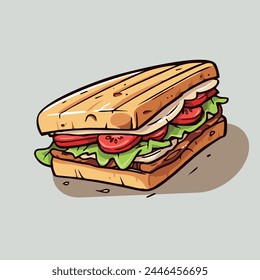 Sandwich Food Floating Cartoon Vector Icon Illustration.Food Object Icon Concept Isolated Vector.Flat Cartoon Style.