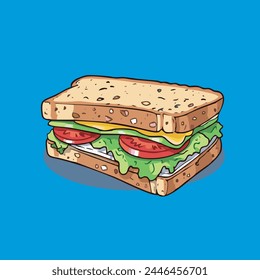 Ilustración del Vector de la historieta flotante de la comida del sándwich.Concepto del icono del objeto de la comida Vector aislado.Estilo plano de la historieta.