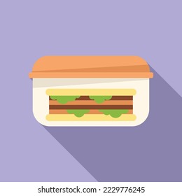 Sandwich food icon flat vector. Lunch box. Dinner meal
