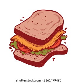 sandwich food illustration, hand drawing techniqueperfect used for logo, icon, print, etc
