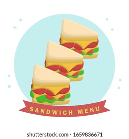 Sandwich Food Menu Breakfast. Flat Icon Vector Design