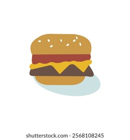 sandwich. The food is not healthy enough. Vector illustration