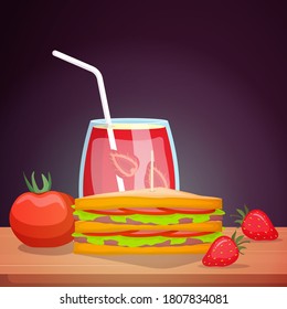 Sandwich Food Photography Delicious Tasty Menu on Table Illustration