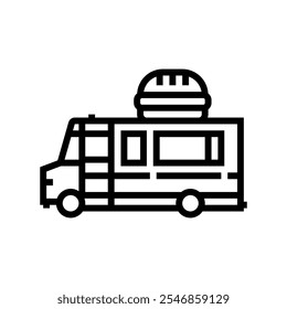 sandwich food truck line icon vector. sandwich food truck sign. isolated contour symbol black illustration