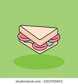 Sandwich Free vector cartoon icon illustration.Lunchtime Signs and Texts icon concept isolated . flat cartoon style