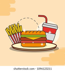 sandwich french fries and soda fast food