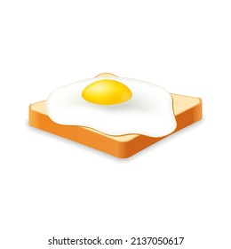 Sandwich from fresh bread with fried egg Illustration of fast food meal