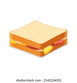 Sandwich aus frischem Brot mit Wurst und Käse Illustration von Fast-Food-Speisen