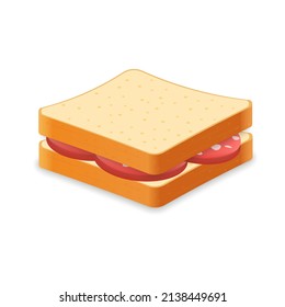 Sandwich from fresh bread with sausage Illustration of fast food meal