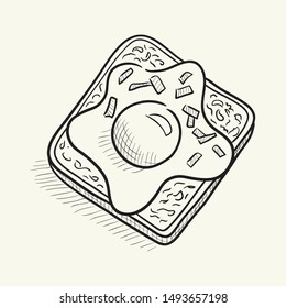 Sandwich with Fried egg. Hand drawn vector illustration.