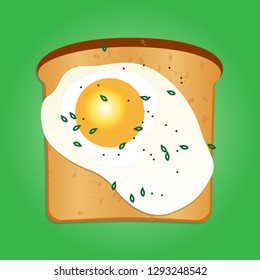 Sandwich with Fried egg, onions and peppers. Vector illustration.
