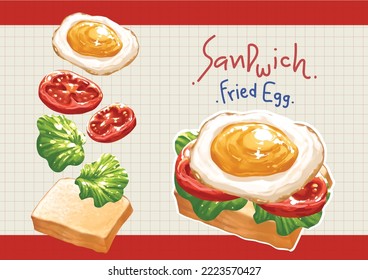 sandwich fried egg tomato vegetables