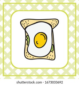 Sandwich with fried egg. Vector illustration