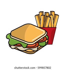 sandwich with fries french icon