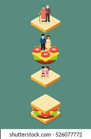 Sandwich Generation. Vector illustration