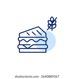 Sandwich and gluten free symbol. Dietary restrictions, food labelling. Pixel perfect, editable stroke vector icon