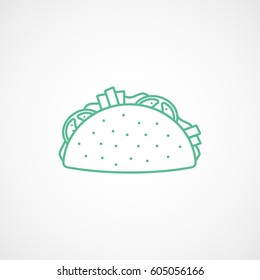 Sandwich Green Line Icon On White Background