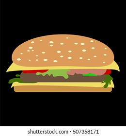 Sandwich with ham, cheese, tomato and lettuce