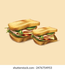 sandwich with ham and vegetables