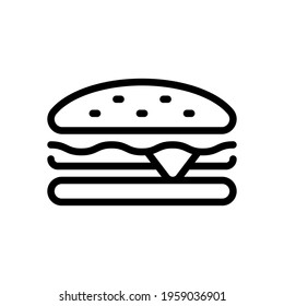 Sandwich or hamburger, fast food, simple icon. Black icon on white background