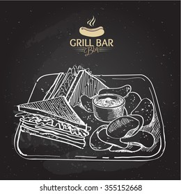 sandwich hand drawn sketchy illustration design 
