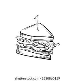 Sandwich Hand-Drawn Food Vector Icon