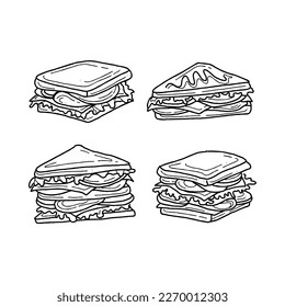 sandwich handrawn doodle illustrations vector set