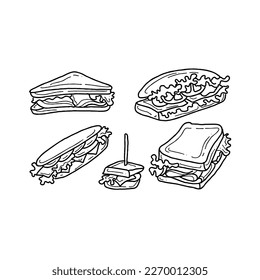 sandwich handrawn doodle illustrations vector set