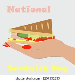 sandwich in the hands of women on national sandwich day