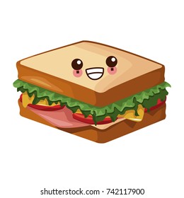 Sandwich healthy food cute kawaii cartoon