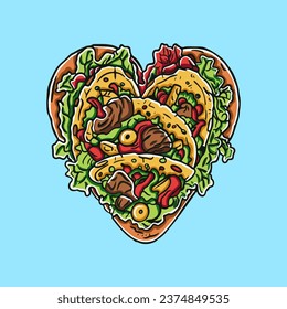 Sandwich with heart logo vector design illustrations 3