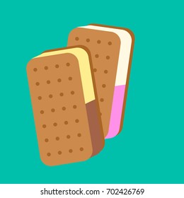 Sandwich Ice Cream Icon. Vector Illustration