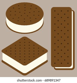 Sandwich Ice Cream Illustration Collection, Flat Design Vector