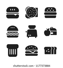 sandwich icon. 9 sandwich vector icons set. burger, lunchbox and toaster icons for web and design about sandwich theme