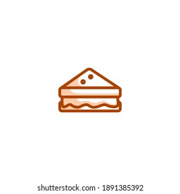Sandwich-Ikone. Bäckereisymbol. Einfach, flach, umrissen, braun, zwei Töne, Farbe.
