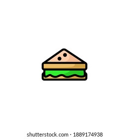 Sandwich icon. Bakery icon. Simple, outline, black, flat, color.